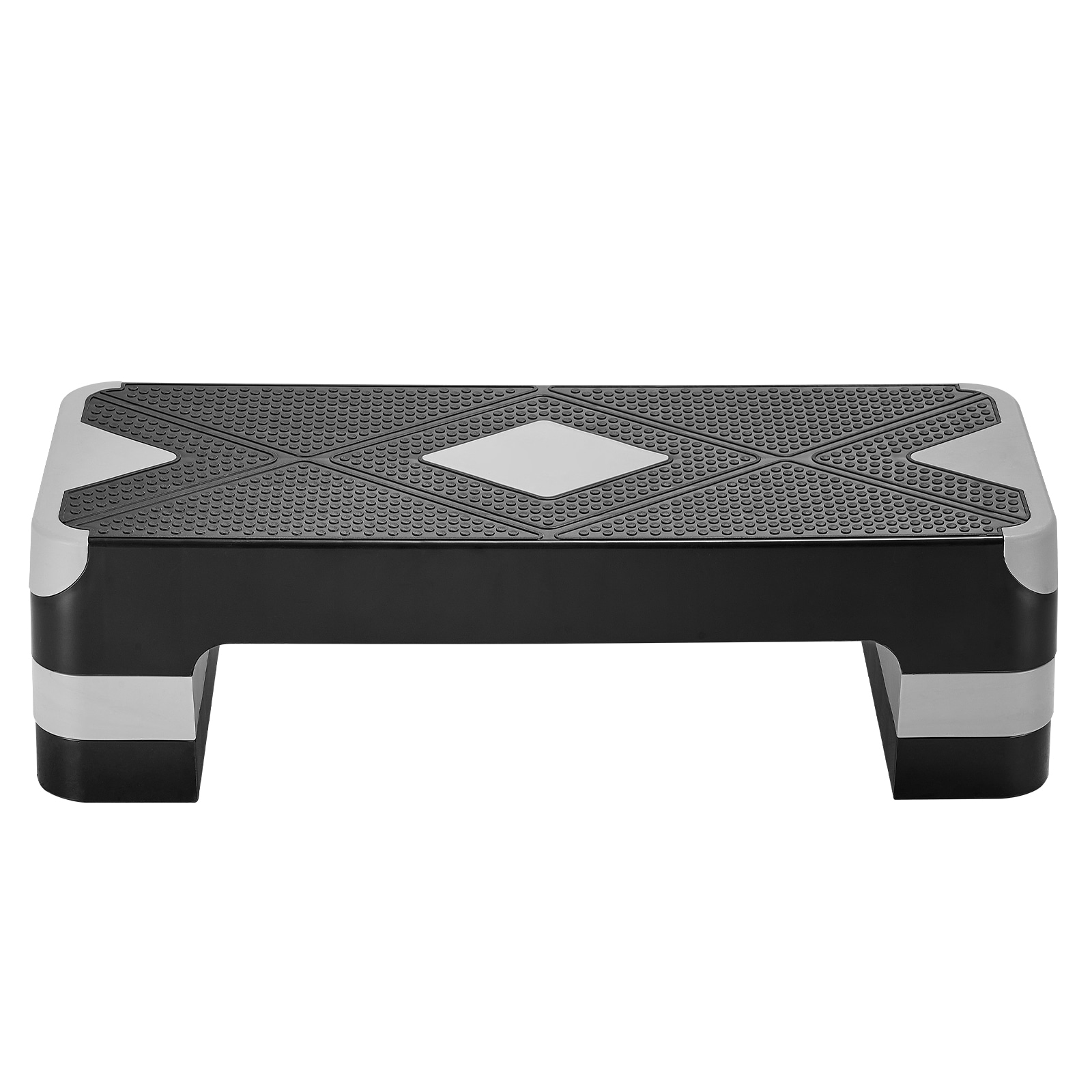 Aerobic Exercise Step Platform Height Adjustable Workout Stepper 4 Riser Gray_voghion.com